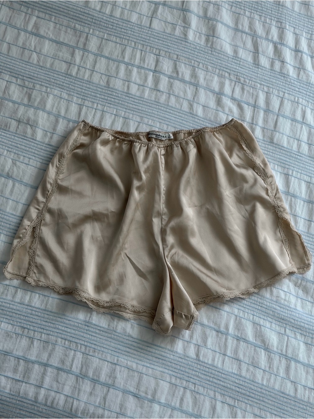 Abercrombie & Fitch Cream Satin Sleep Shorts
